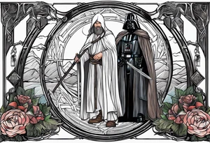Lord of the rings with Star wars square tattoo idea