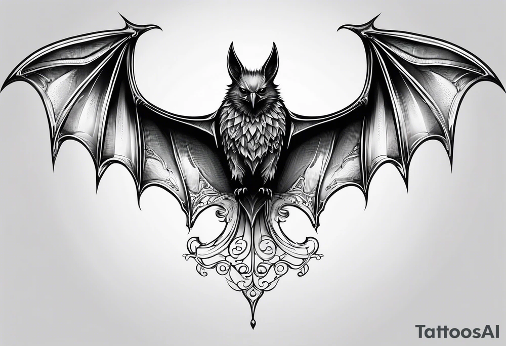 bat with outstretched wings tattoo idea