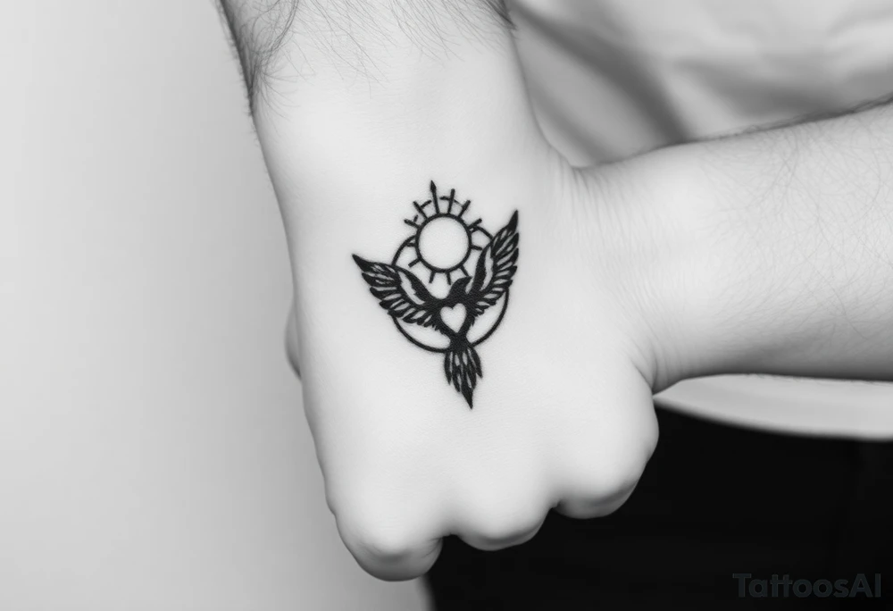 Asymmetrical geometric minimalistic design. hermann hesse demian. Abraxas bird, cracked world/egg, sun. Wrist placement tattoo idea