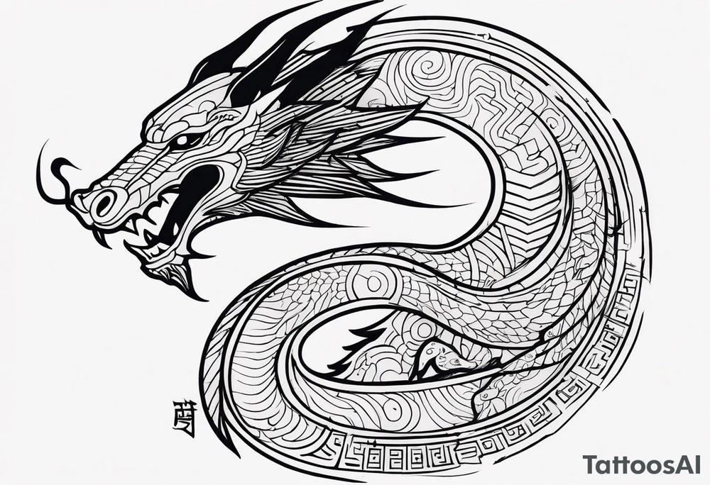 dragon with hieroglyphics tattoo idea