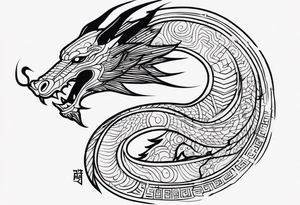 dragon with hieroglyphics tattoo idea