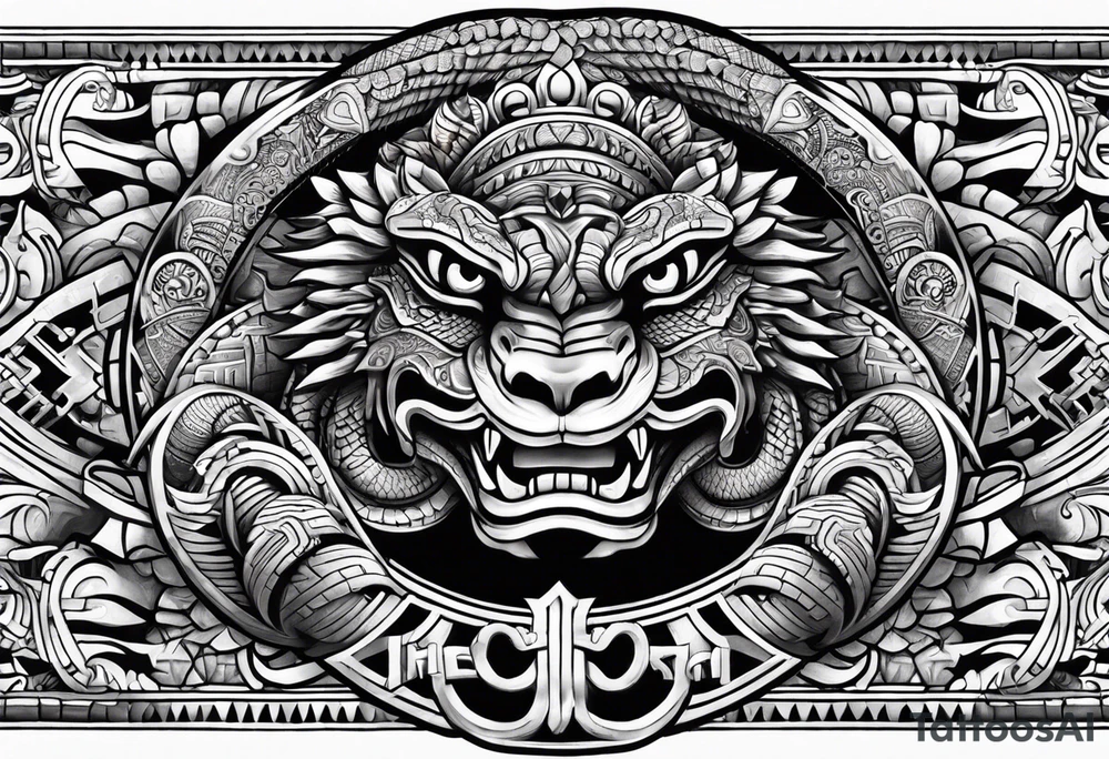 aztec kukulkan snake sleeve tattoo idea