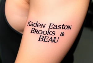 Kaden Easton Brooks Beau made into a crossword puzzle tattoo idea