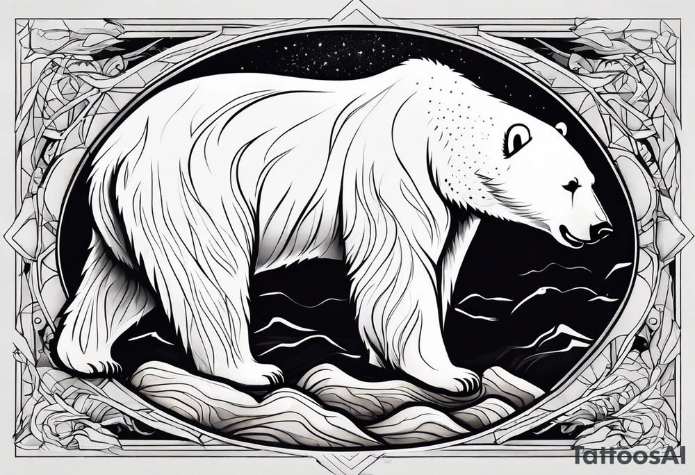 Polar bear in a minimalist but masculine 
 way tattoo idea