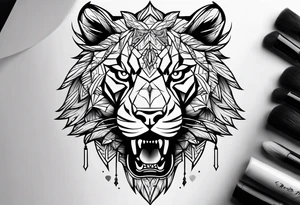 A beast face for the central zone of the knee tattoo idea