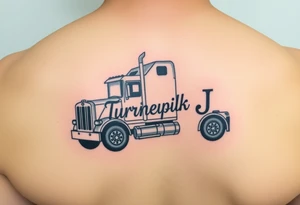 Picture of an eighteen wheeler truck with the words “Turnpike J” on it tattoo idea