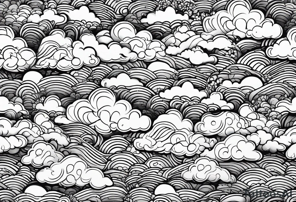 clouds repeating pattern tattoo idea