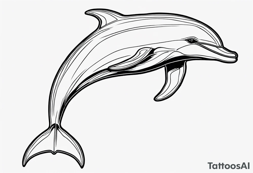 Thin extern outline of a dolphin without any fill. Just the outer lines only. tattoo idea