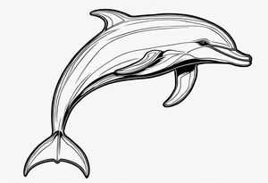 Thin extern outline of a dolphin without any fill. Just the outer lines only. tattoo idea