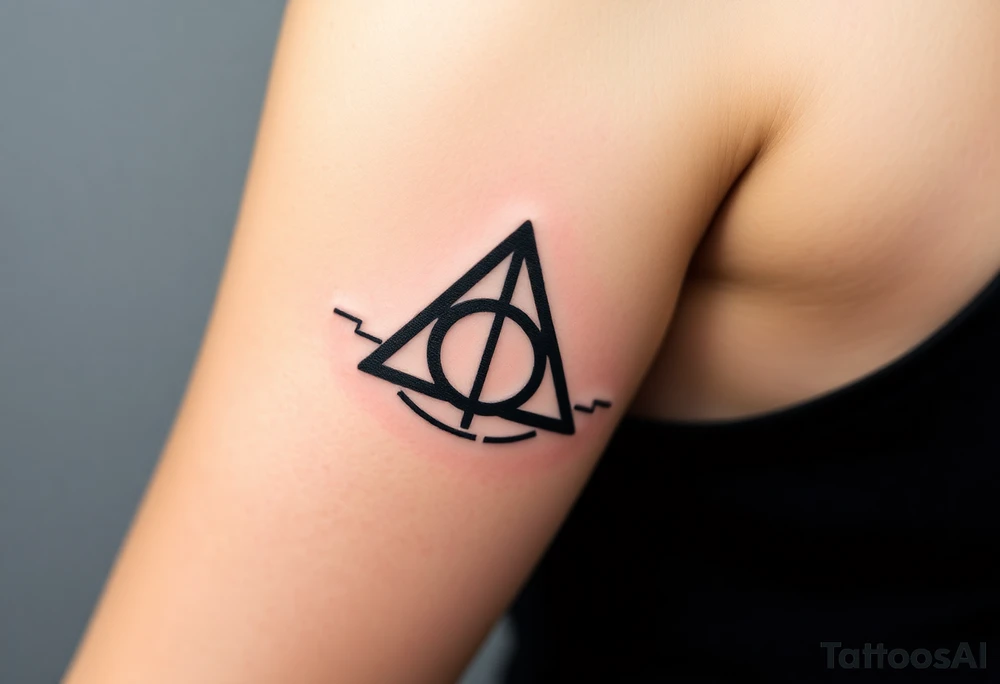 Name Amanda with Harry Potter deathly hallows tattoo idea