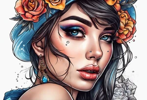 girl making a wish with tears in her eyes tattoo idea