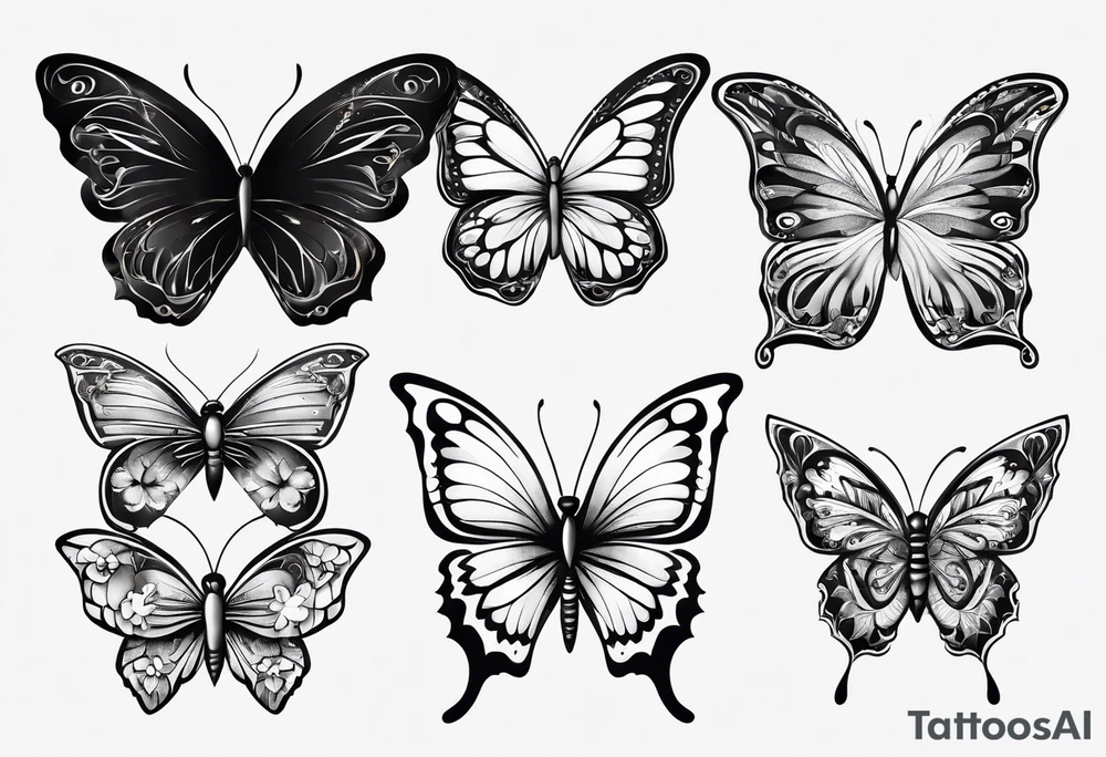 wing, flower, butterfly , tattoo idea
