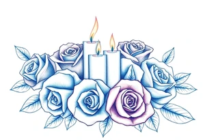 Passed love one, roses, candles, blue tattoo idea