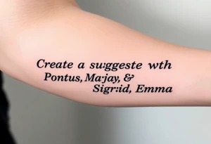 Create a suggestion with the names Pontus, Maja, Sigrid and Emma tattoo idea