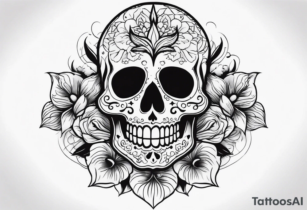 Day of dead skull with smoke around it tattoo idea