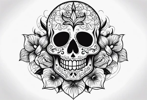 Day of dead skull with smoke around it tattoo idea