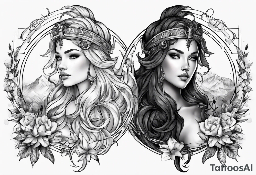 Leo and sagittarius zodiac merged tattoo idea