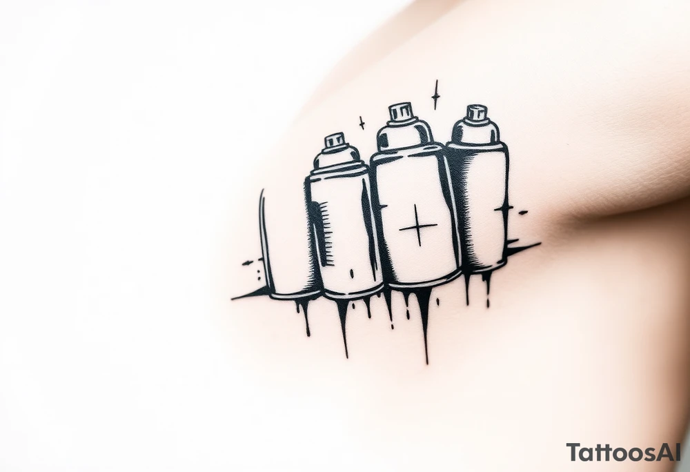 Graffiti markers and spray paint cans tagging on tic tattoo idea