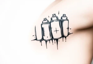 Graffiti markers and spray paint cans tagging on tic tattoo idea