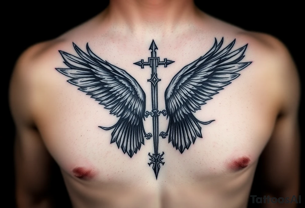 Chest tattoo, two ravens and icelandic symbols, dark brest tattoo tattoo idea