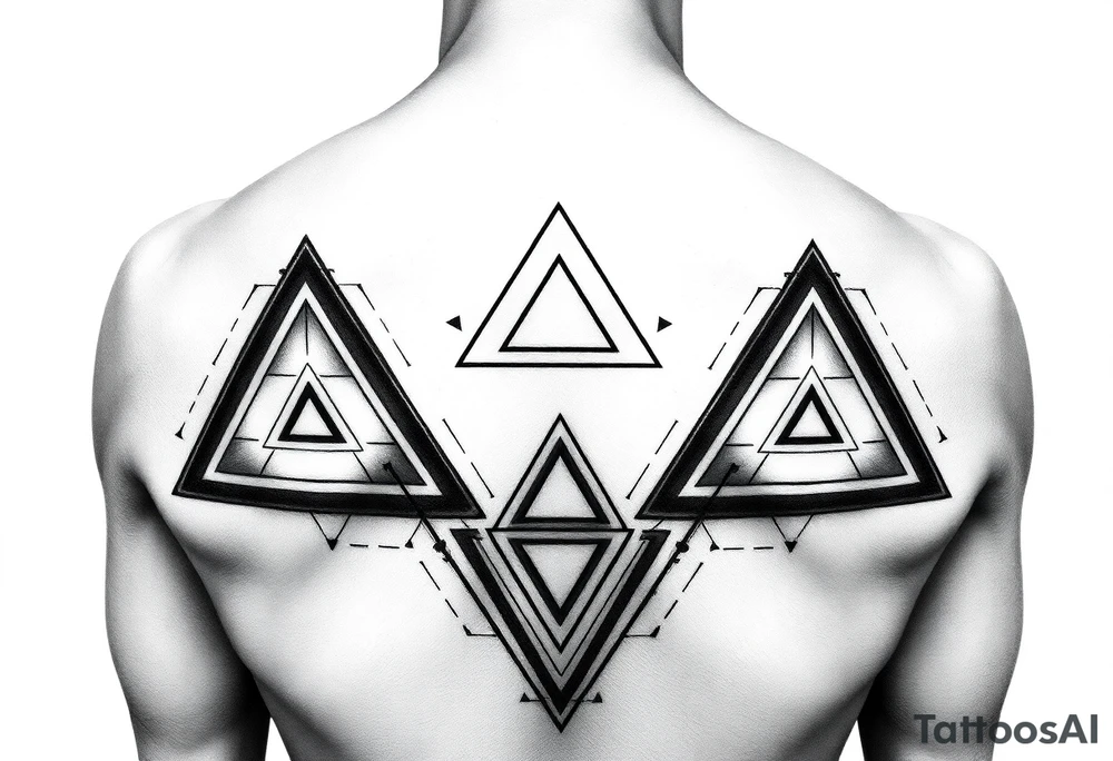 Geometric triangles and for symmetric upper back tattoo tattoo idea