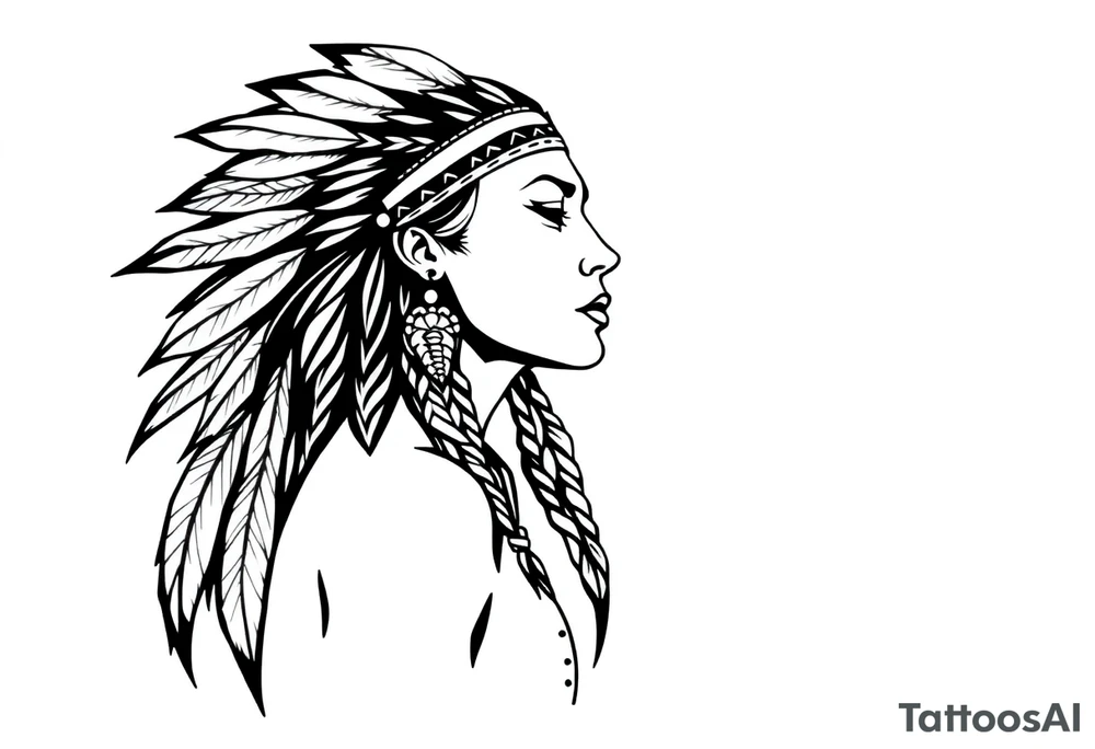 Female Native American side pose tattoo idea