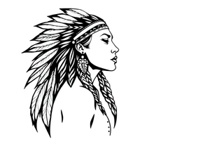 Female Native American side pose tattoo idea