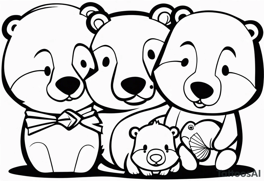 bears with fish in mouth tattoo idea
