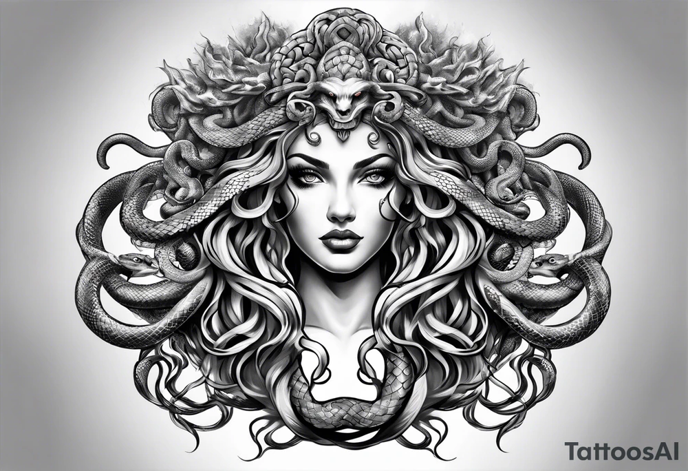 Medusa with snakes for hair tattoo idea
