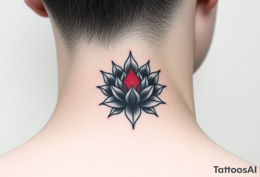 Eternity in red with lotus japanese tattoo idea