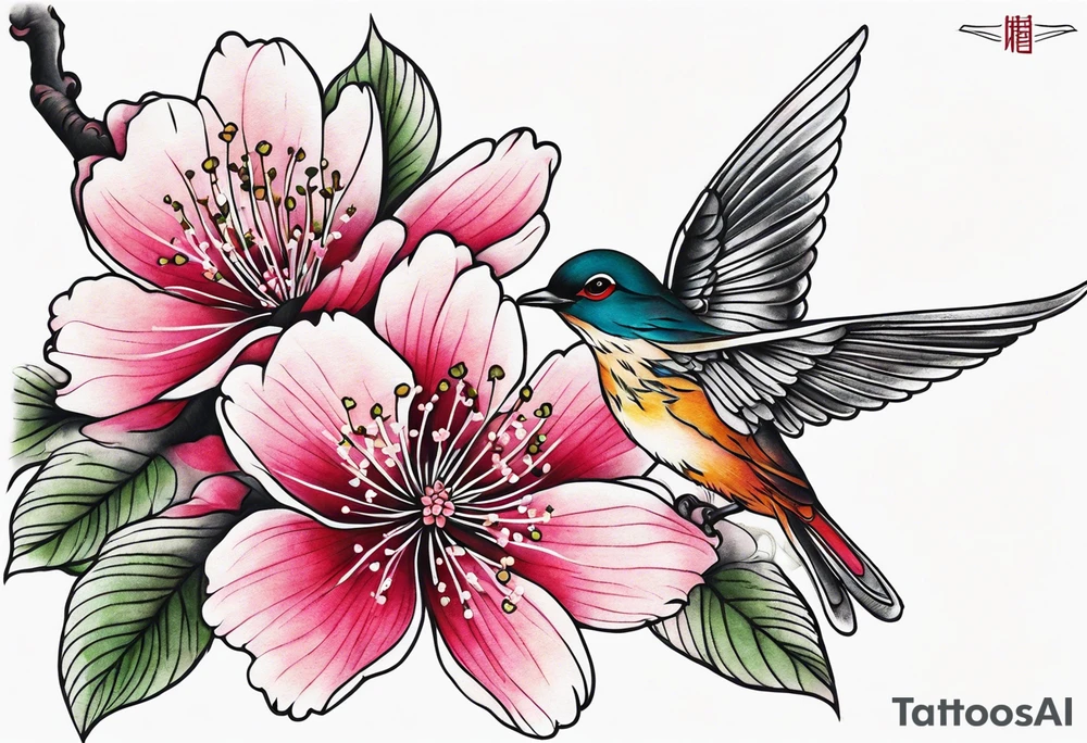 Shoulder cherry blossom tattoo idea