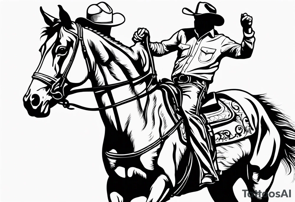 australian cowboy themed tattoo bucking horse cattle campdraft Australian stockman tattoo outline tattoo idea