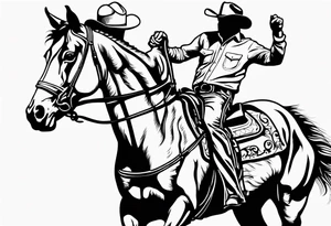 australian cowboy themed tattoo bucking horse cattle campdraft Australian stockman tattoo outline tattoo idea