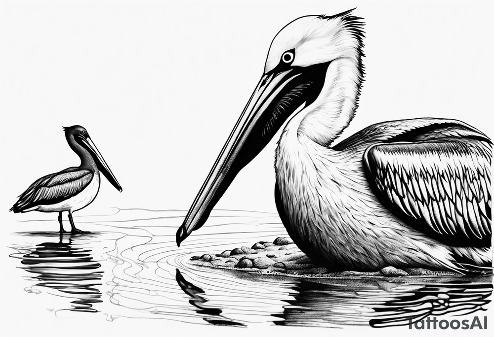 pelican and sandpiper, dainty, minimalist tattoo idea