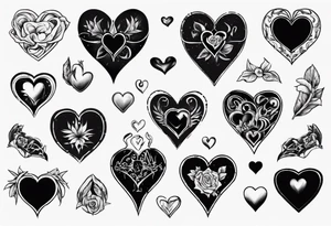 A black heart with the words Lucas and Margaret inside of it tattoo idea