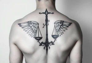 El cuerpo completo del símbolo femenino de libra le suben rodeando dos escorpiones tattoo idea