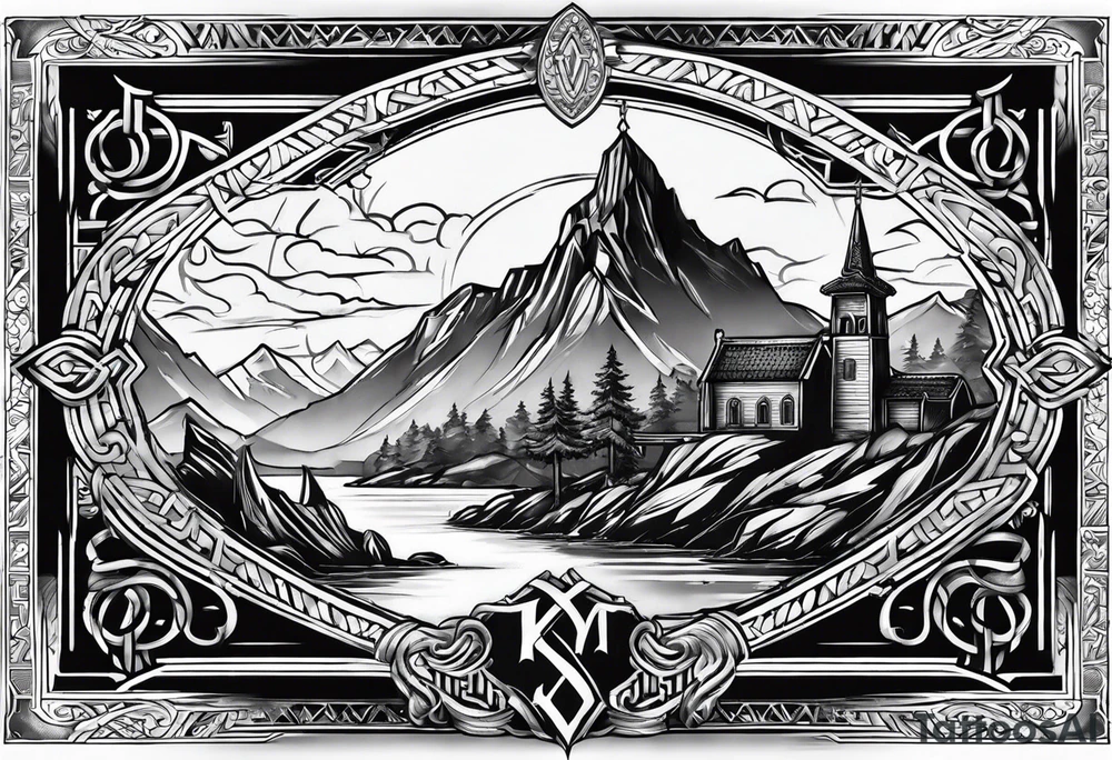 Valhalla word viking church tattoo idea