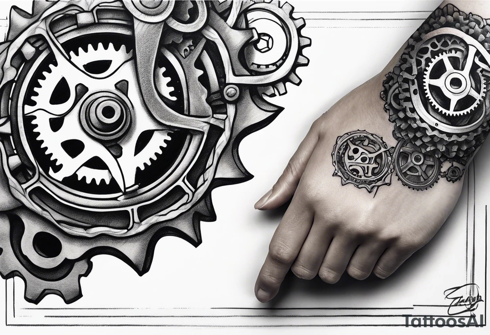 bicycle chain and gears wrist tattoo idea