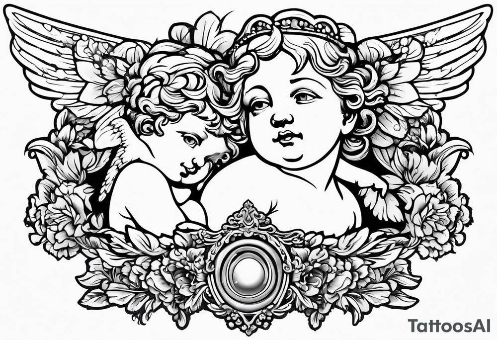 Flying Cherub renaissance style tattoo idea