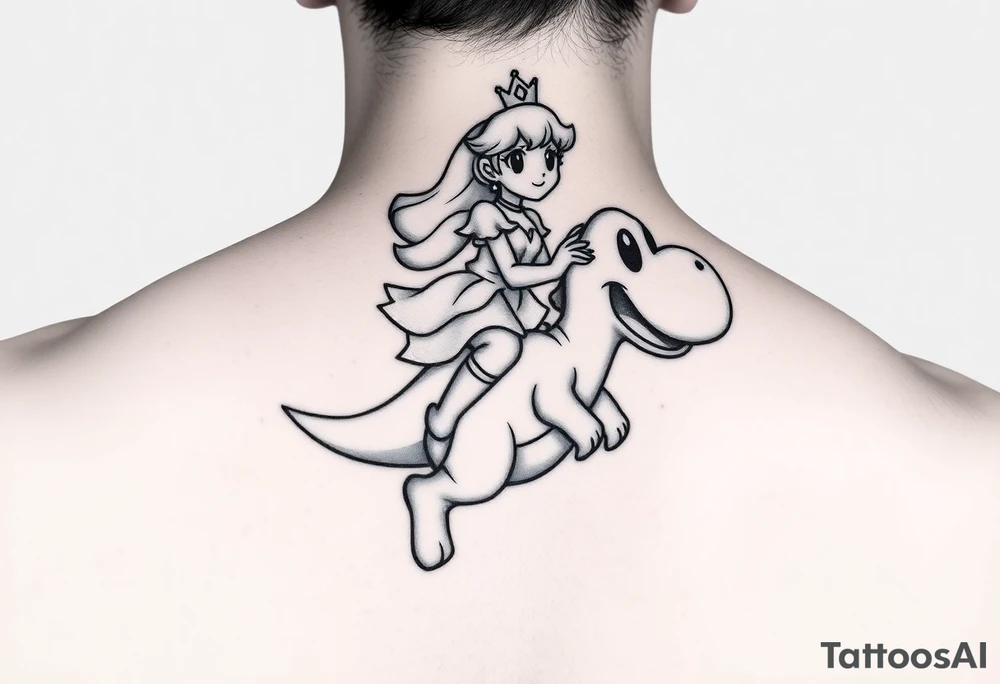 Princess Peach riding Yoshi tattoo idea