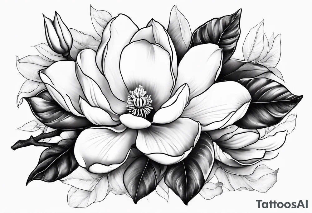 two hands holding a magnolia flower in them tattoo idea