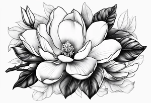 two hands holding a magnolia flower in them tattoo idea