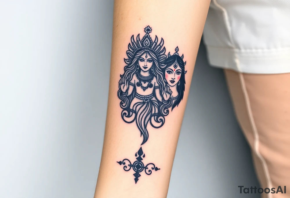 Lord Shiva, Godess Kali, Godess Lilith Together tattoo idea