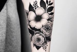 Flowers pin sleeve tattoo idea