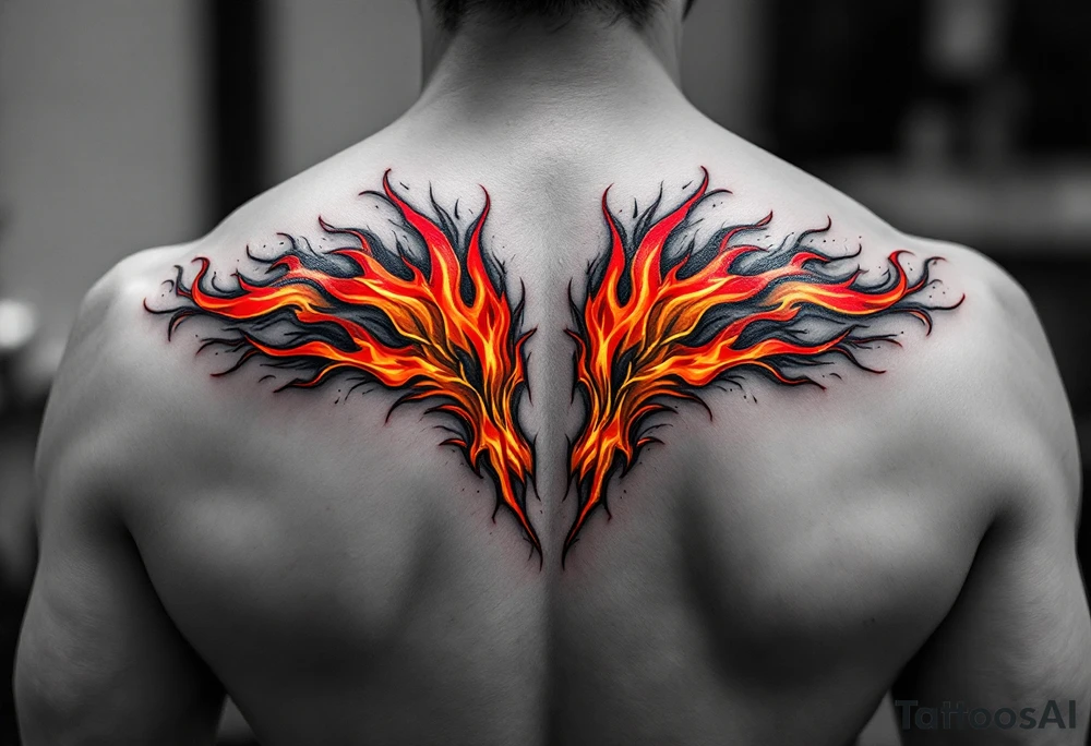 Matching red and orange flame tattoos tattoo idea