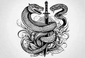 back tattoo, snake, sword tattoo idea