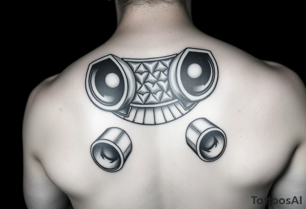 a back tattoo that looks like an exhaust vent, have it to where theres two exhausts
 on both back sides tattoo idea