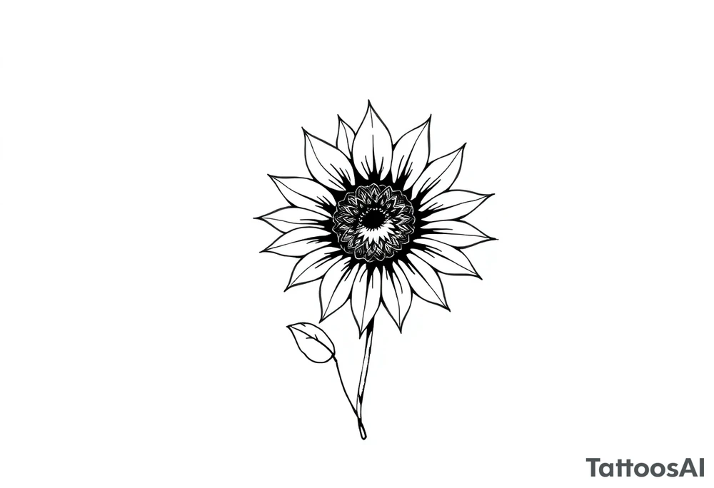 Sun flower with stem tattoo idea
