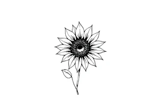 Sun flower with stem tattoo idea