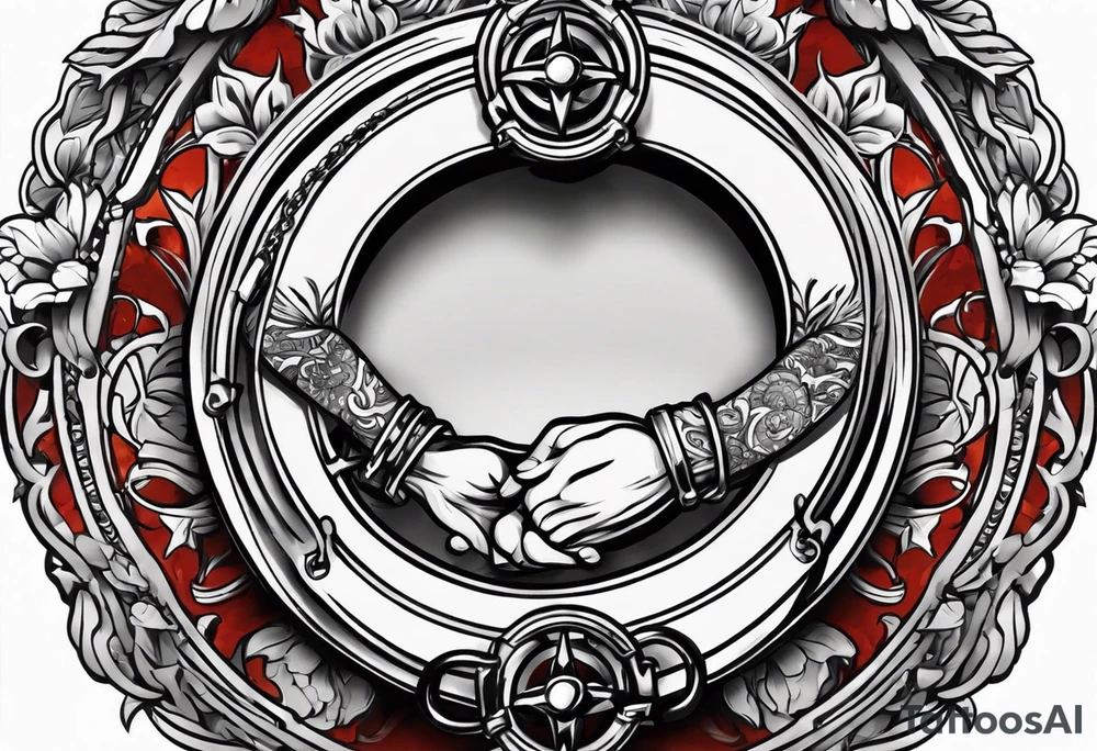 Praying hands with handcuffs tattoo idea